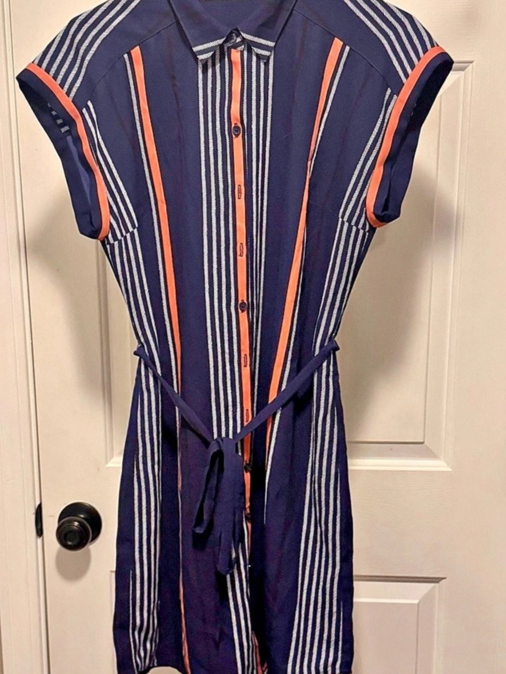 Striped Mini Dress in Blue & Orange Like New